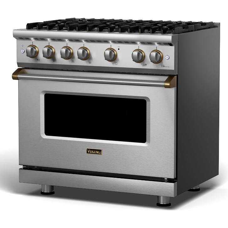 Viking 36-inch Freestanding Gas Range with GourmetGlo™ VGR536-6BSSBBLP IMAGE 1
