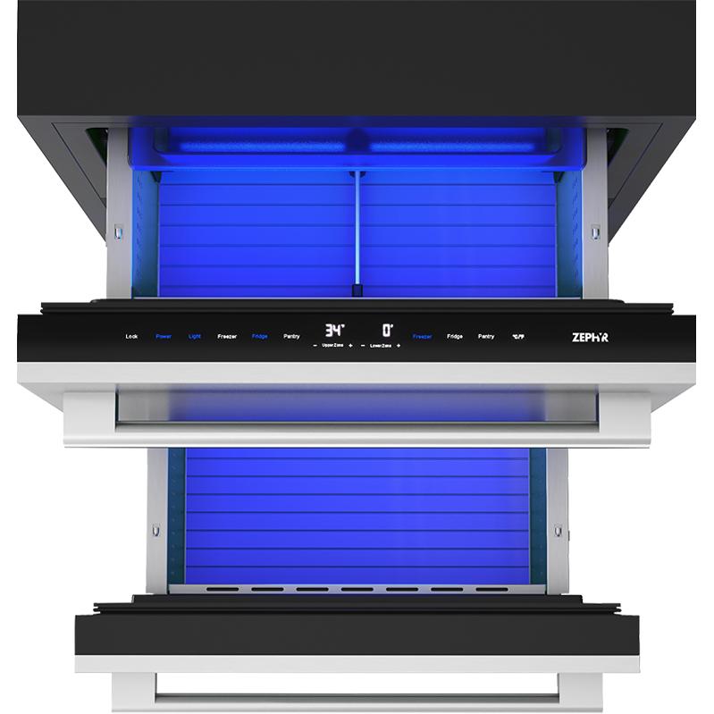 Zephyr 24-inch, 3.9 cu. ft. Built-in Refrigerator Freezer Drawers PRRFD24C2AS IMAGE 3