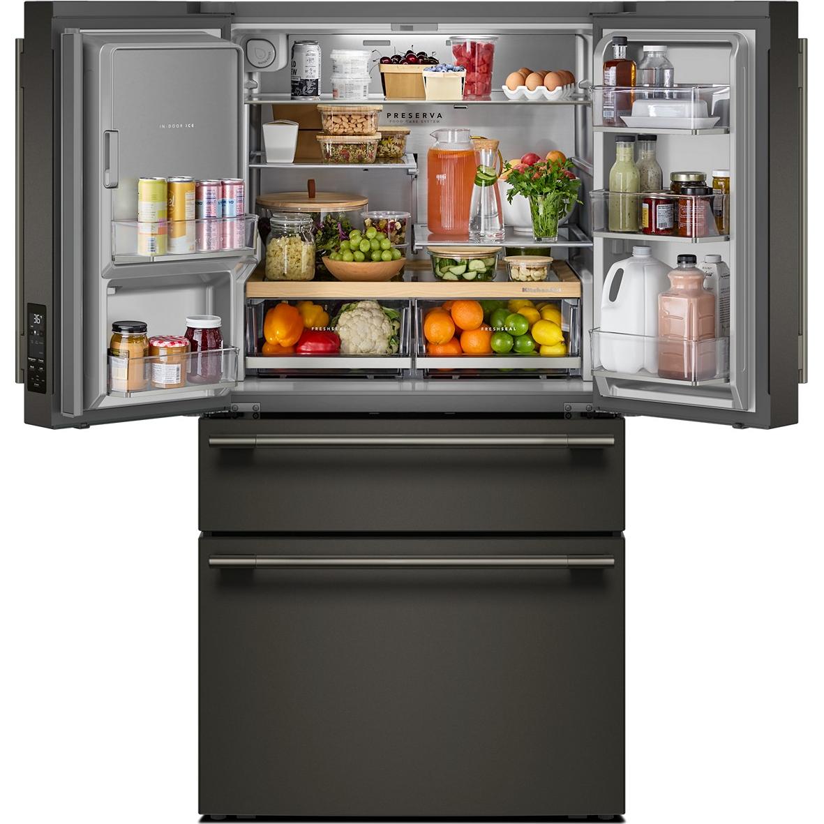 KitchenAid 36-inch, 29.51 cu. ft. Freestanding French 4-Door Refrigerator with Water and Ice Dispensing System KRMF436SBE IMAGE 2