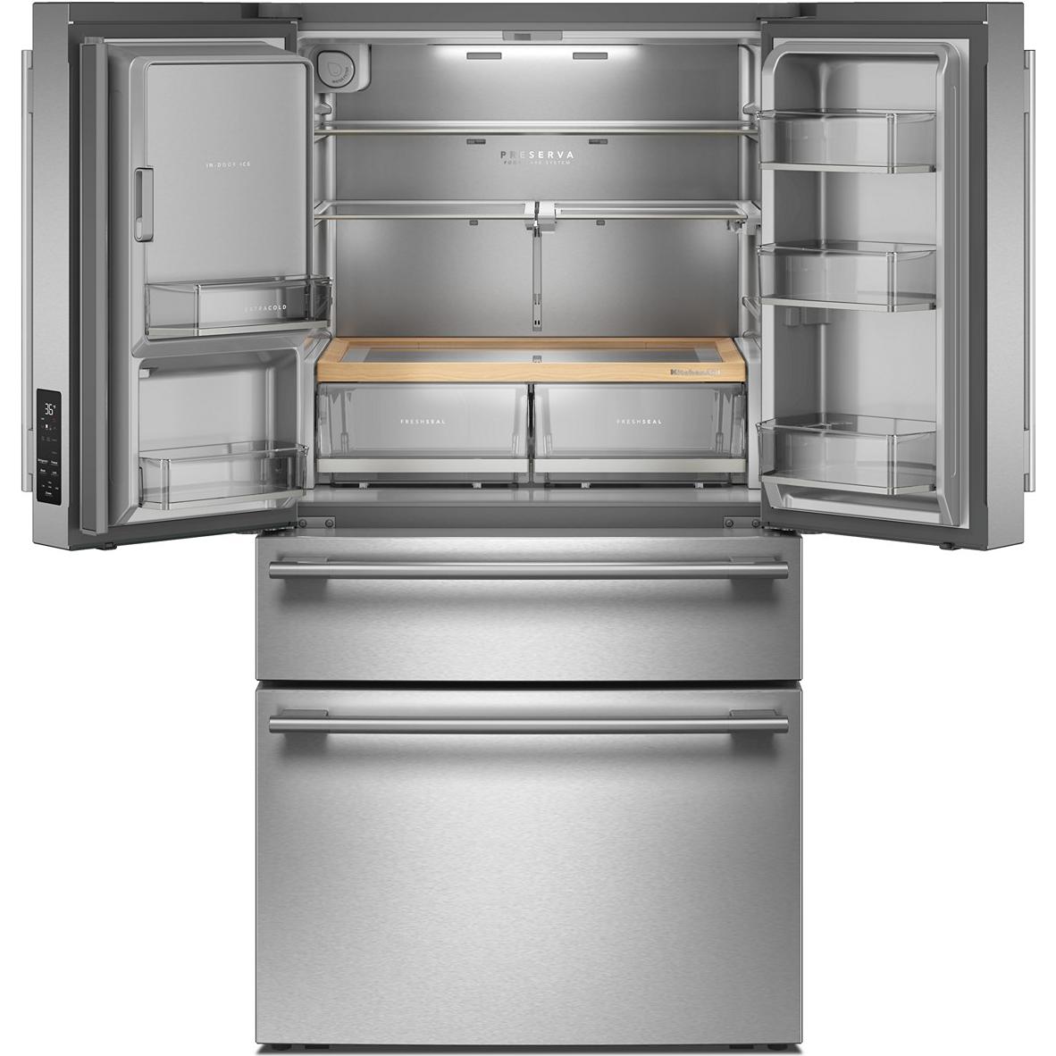 KitchenAid 36-inch, 29.51 cu. ft. Freestanding French 4-Door Refrigerator with Water and Ice Dispensing System KRMF436SPS IMAGE 2