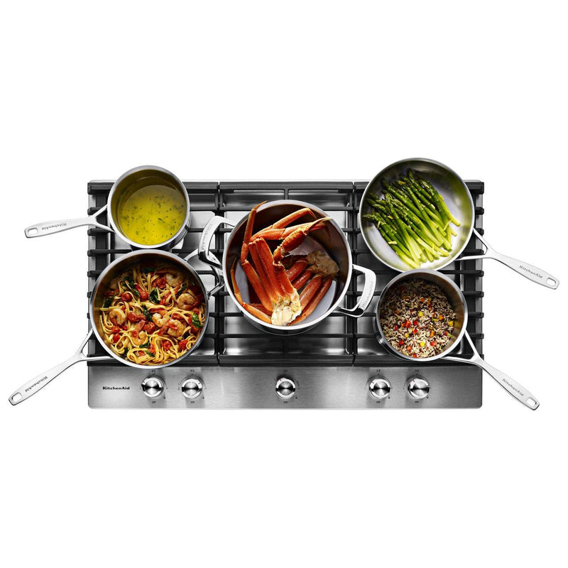 KitchenAid 36-inch Built-in Gas Cooktop with Even-Heat™ Burner KCGS556ESS IMAGE 3