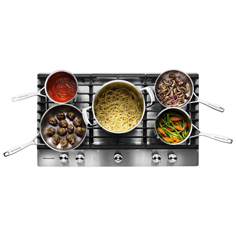 KitchenAid 36-inch Built-in Gas Cooktop with Even-Heat™ Burner KCGS556ESS IMAGE 4