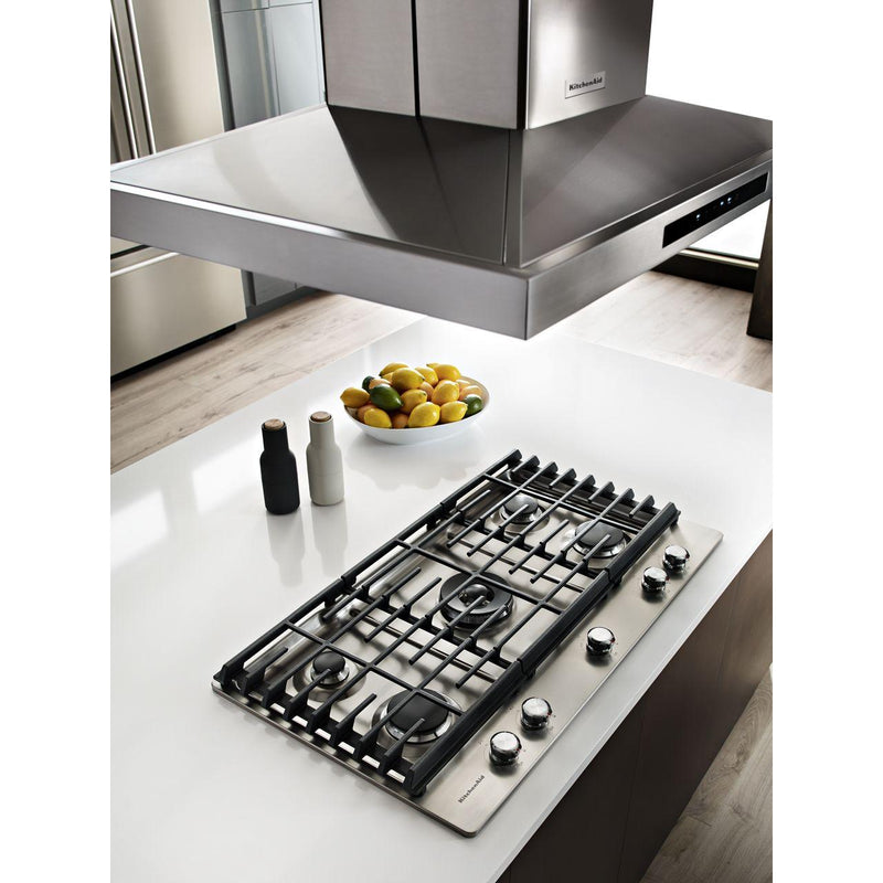 KitchenAid 36-inch Built-in Gas Cooktop with Even-Heat™ Burner KCGS556ESS IMAGE 9
