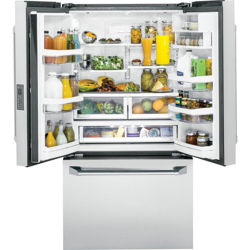 Monogram 36-inch, 23.1 cu. ft. Counter-Depth French 3-Door Refrigerator with Ice maker ZWE23PSHSS IMAGE 3