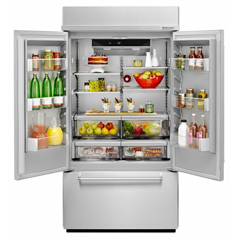 KitchenAid 43-inch, 24.2 cu.ft. Built-in French 3-Door Refrigerator with Platinum Interior Design KBFN502ESS IMAGE 3