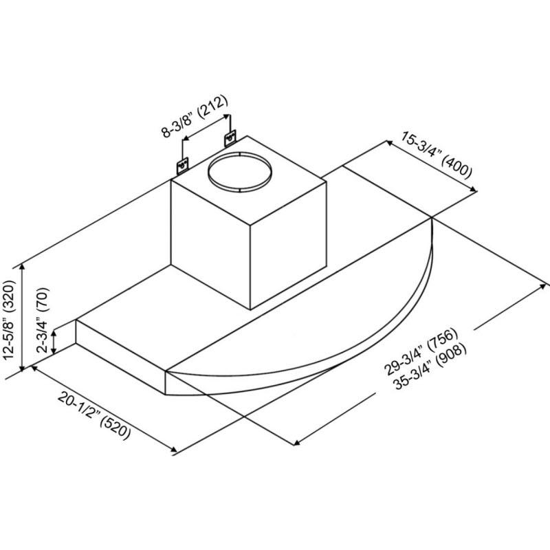 Kobe Ventilation Range Hoods RA3836SQB-WM-1 IMAGE 3
