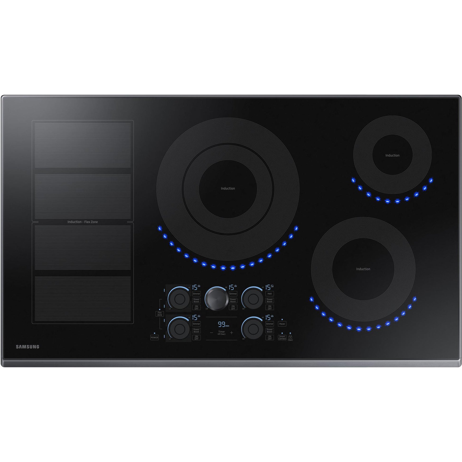Samsung 36-inch Built-in Induction Cooktop with Virtual Flame Technology™ NZ36K7880UG/AA IMAGE 1