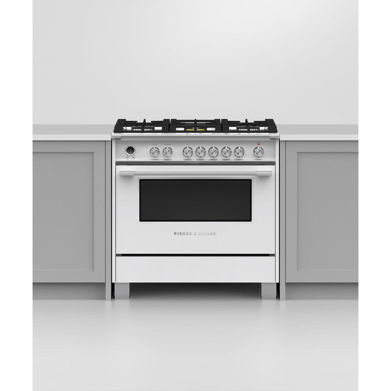 Fisher & Paykel 36-inch Freestanding Dual Fuel range with AeroTech™ Technology OR36SCG6W1 IMAGE 4