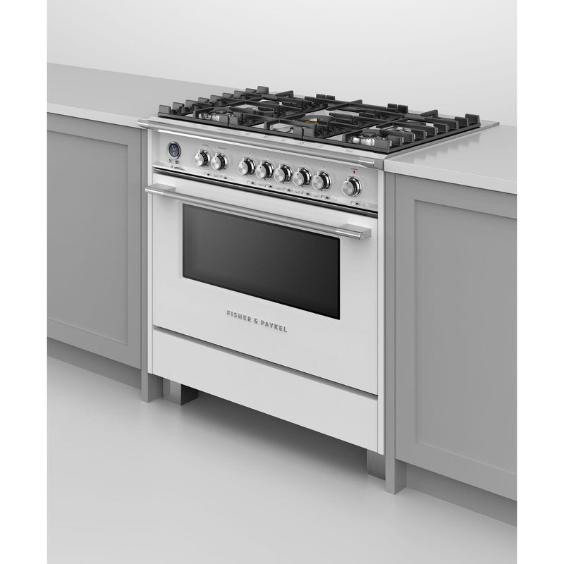 Fisher & Paykel 36-inch Freestanding Dual Fuel range with AeroTech™ Technology OR36SCG6W1 IMAGE 6