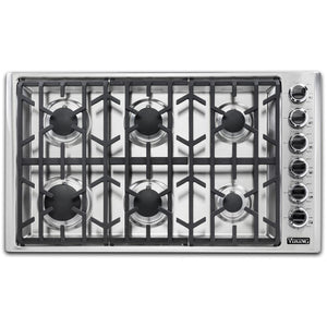 Viking 36-inch Built-in Gas Cooktop with SureSpark™ Ignition System VGSU5361-6BSSLP IMAGE 1