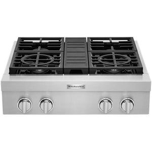KitchenAid 30-inch Built-in Gas Rangetop with Ultra Power™ Dual-Flame Burners KCGC500JSS IMAGE 1
