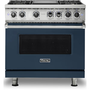 Viking 36-inch Freestanding Dual-Fuel Range with Vari-Speed Dual Flow™ Convection CVDR536-4GSB IMAGE 1