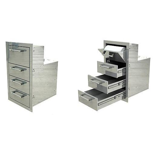 Alfresco Outdoor Kitchen Components Drawer & Door Center AXE-3DRTH-SC IMAGE 2