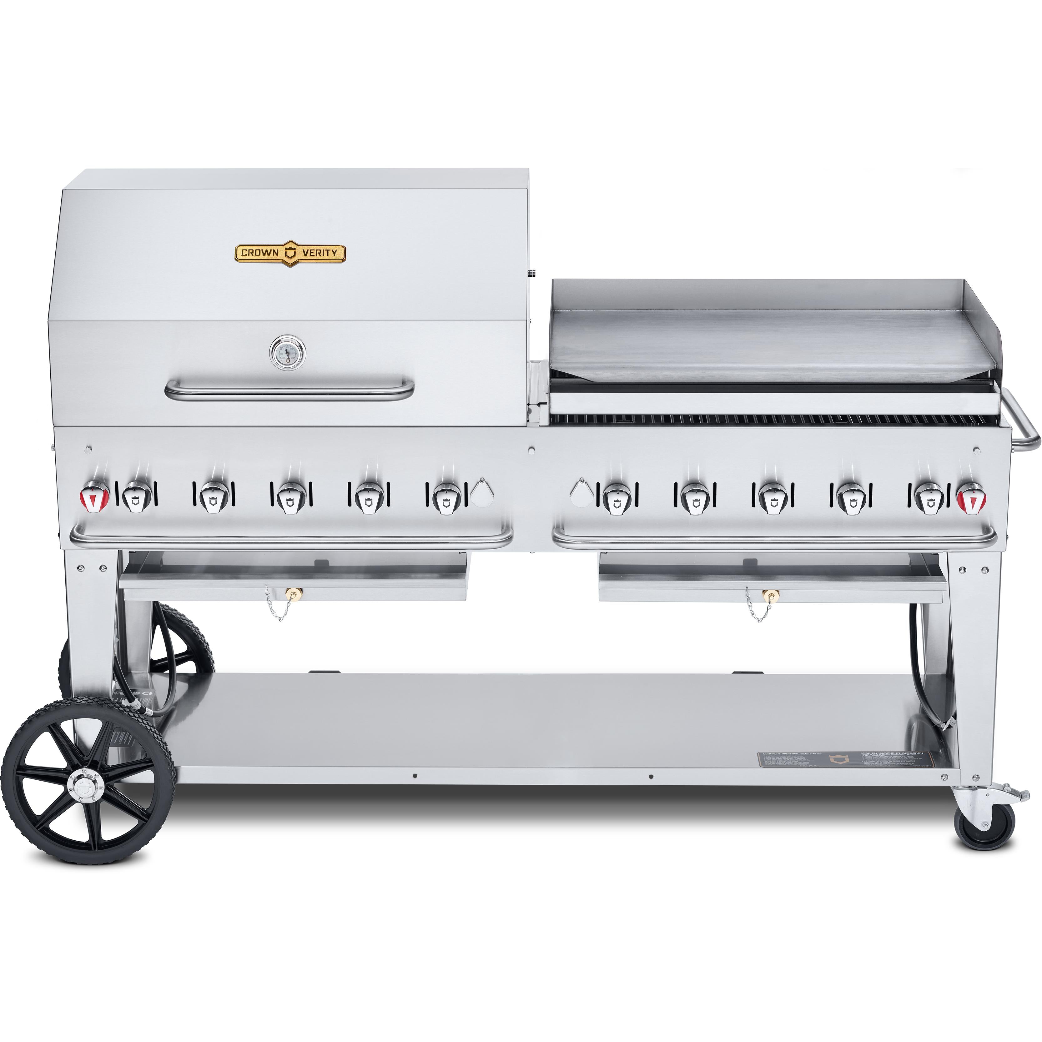 Crown Verity 159,000 BTU Club Series Liquid Propane Gas Grill with Griddle CV-MCB-72-SI-BULK-RGP IMAGE 1