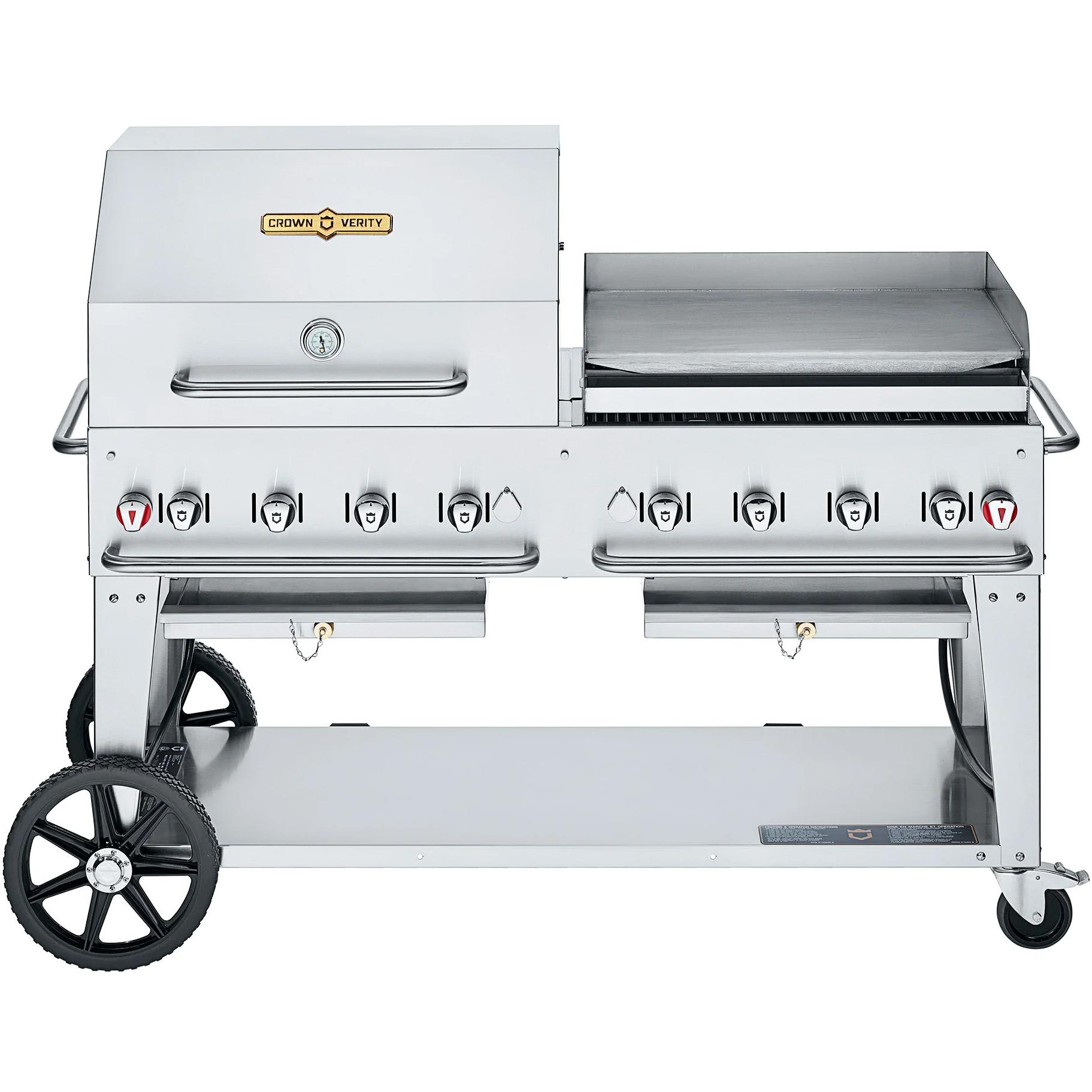 Crown Verity 129,000 BTU Club Series Liquid Propane Gas Grill with Griddle CV-MCB-60-SI50/100-RGP IMAGE 1