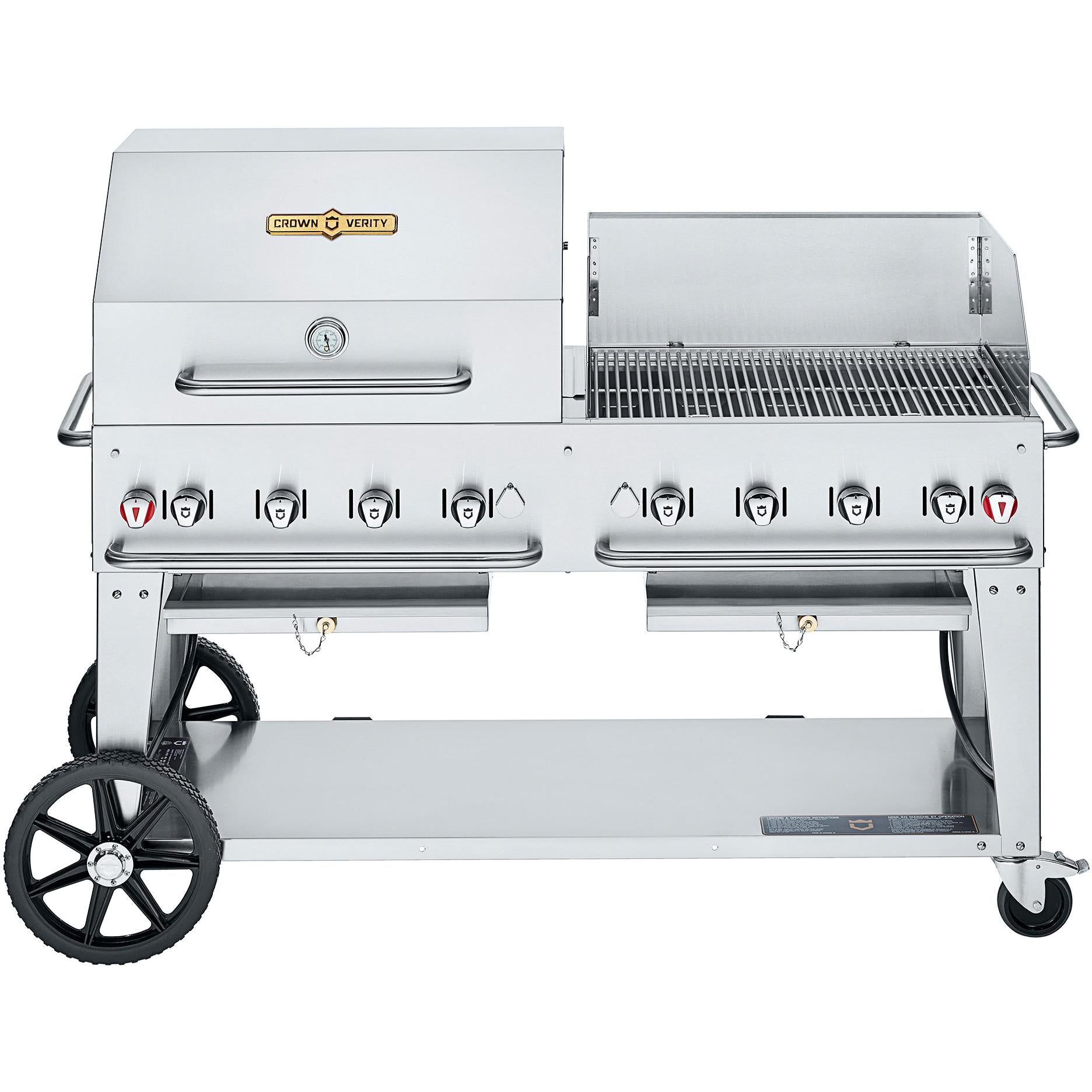 Crown Verity 129,000 BTU Club Series Liquid Propane Gas Grill with Griddle CV-MCB-60-SI-BULK-RWP IMAGE 1