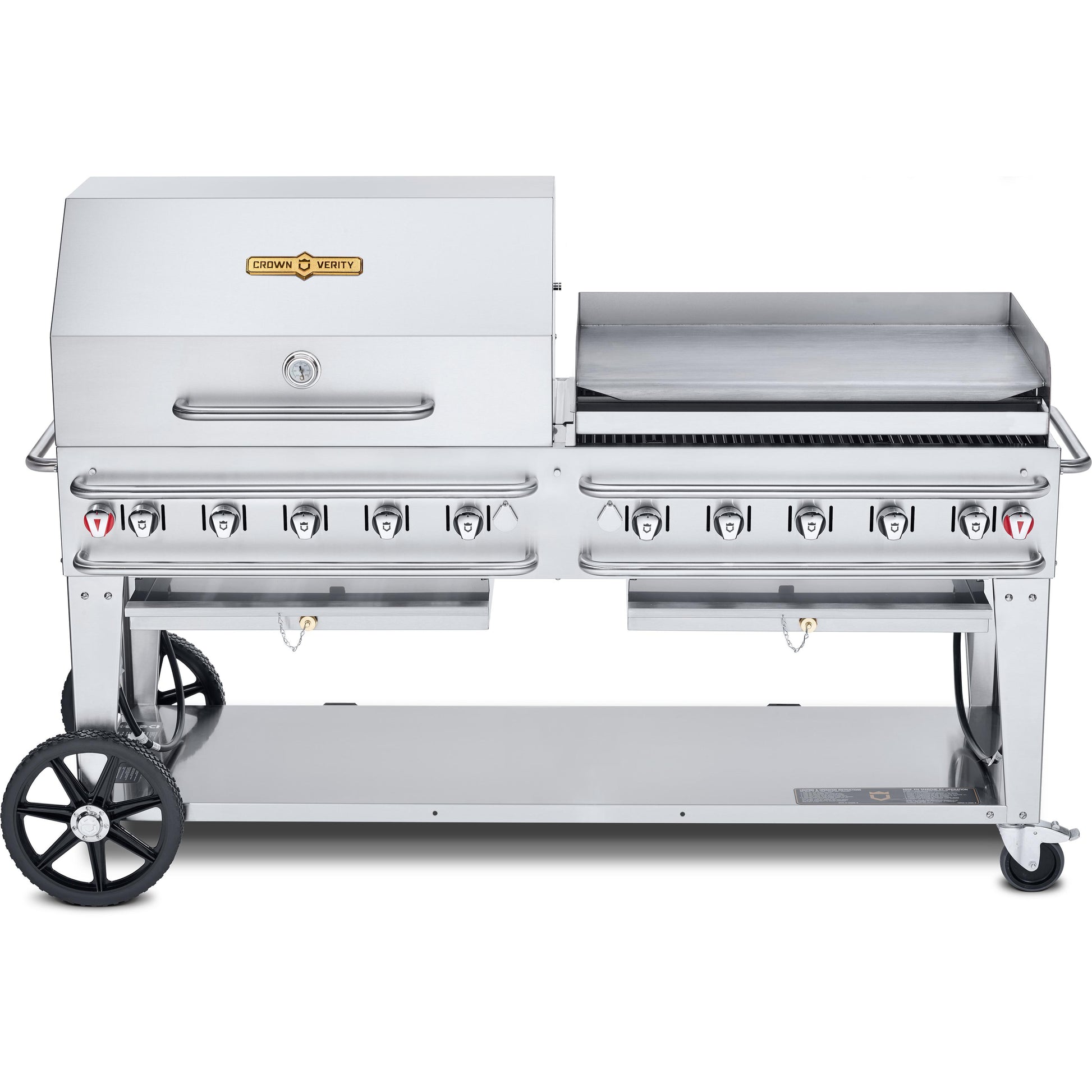 Crown Verity 72-inch Gas Grill with Griddle and Roll Dome CV-RCB-72RGP-SI50/100 IMAGE 1