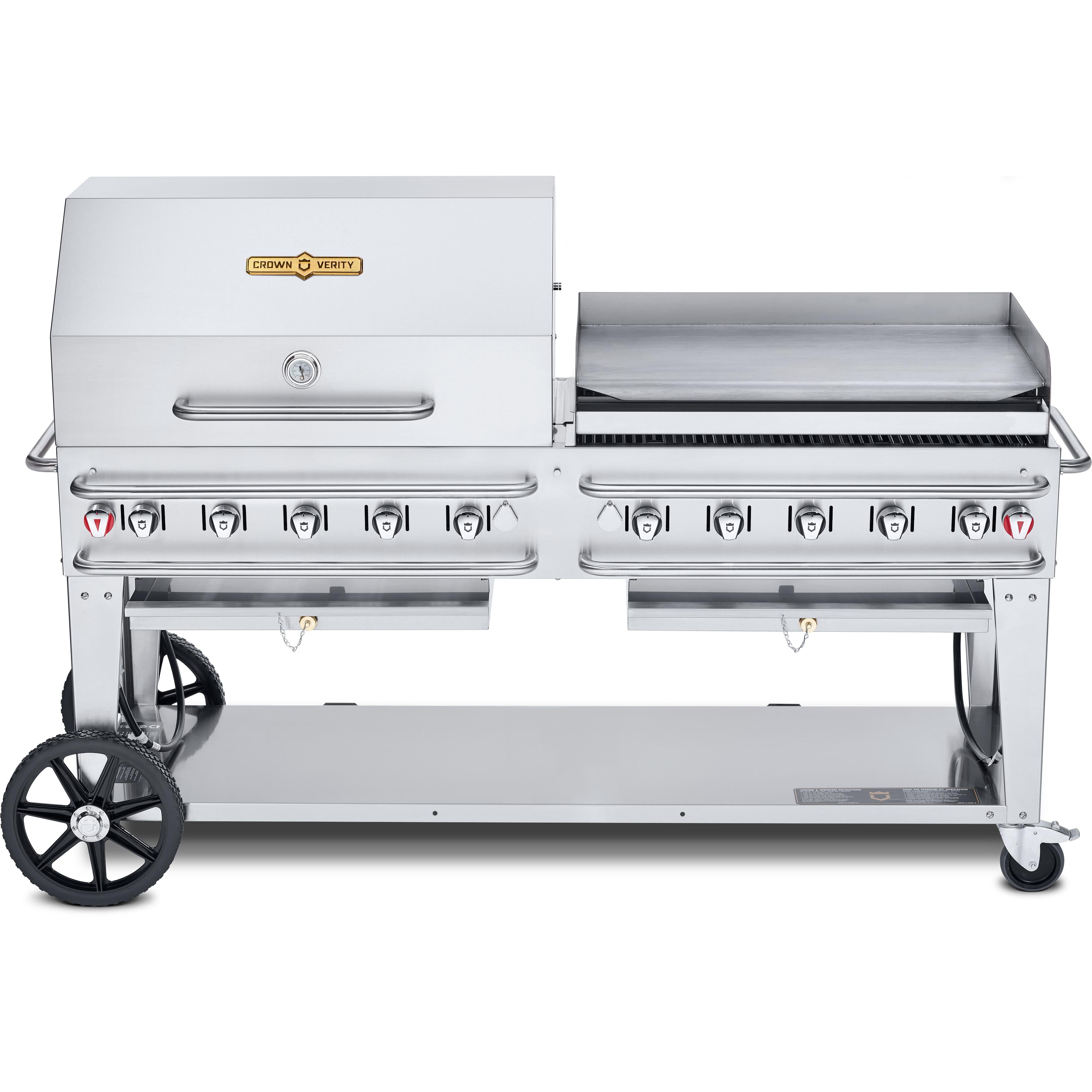 Crown Verity 72-inch Gas Grill with Griddle and Roll Dome CV-RCB-72RGP-SI50/100 IMAGE 1