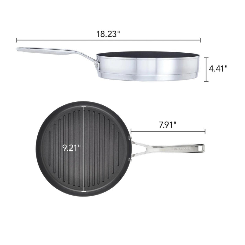 KitchenAid 3-Ply Base Stainless Steel Nonstick Round Grill Pan (10.25-Inch) 71012 IMAGE 2