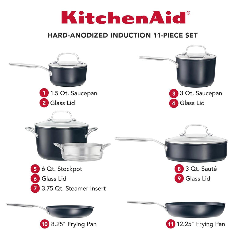 KitchenAid Hard-Anodized Induction Nonstick Cookware Set, 11-Piece 80120 IMAGE 6