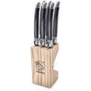 Laguiole 6 Steak Knives with Wooden Block 1.8Qualblack IMAGE 1