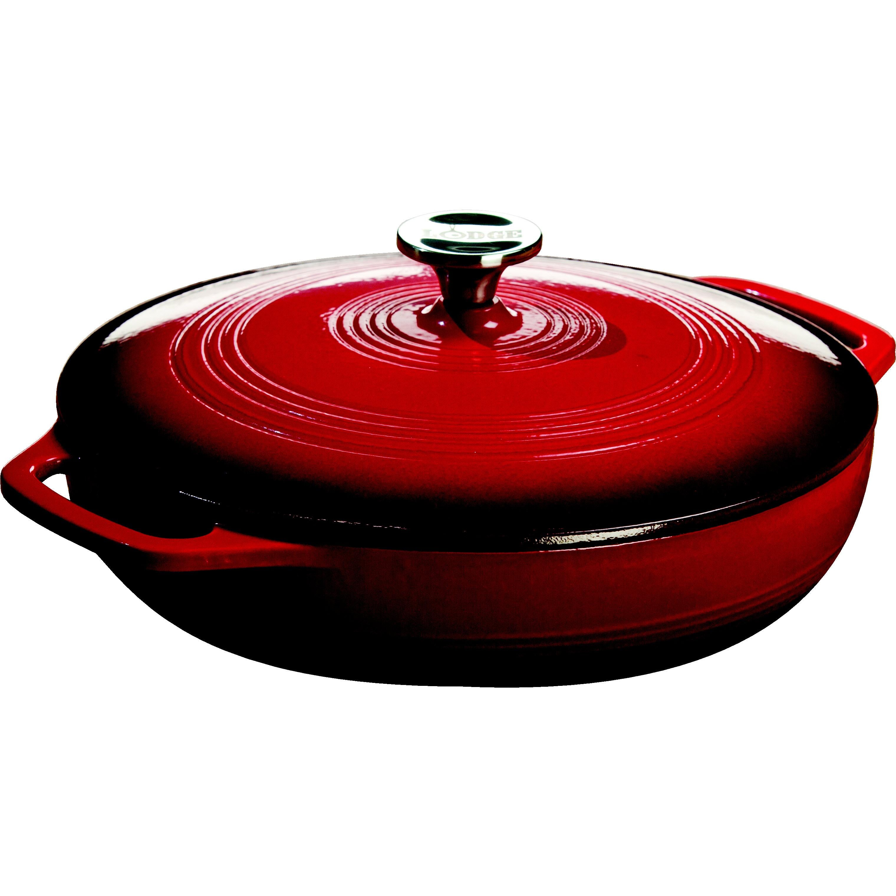 Lodge 3.6 Quart Red Enameled Cast Iron Covered Casserole EC3CC43 IMAGE 1