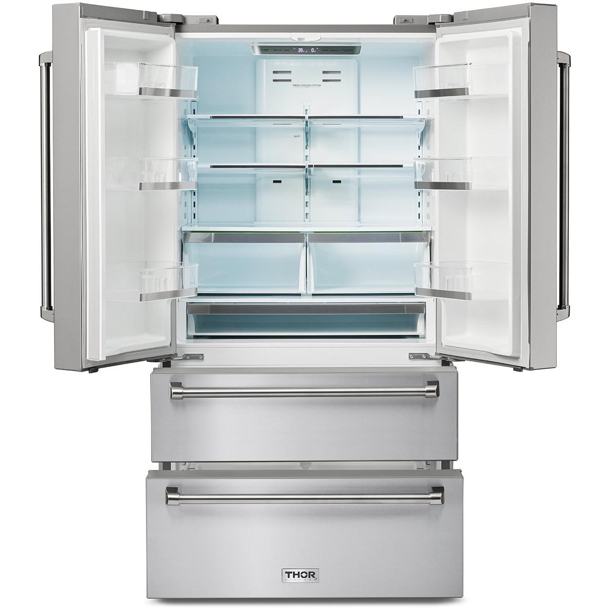 Thor Kitchen 36-inch, 22.5 cu. ft. Counter-Depth French 4-Door Refrigerator with Ice Maker TRF3602 IMAGE 2