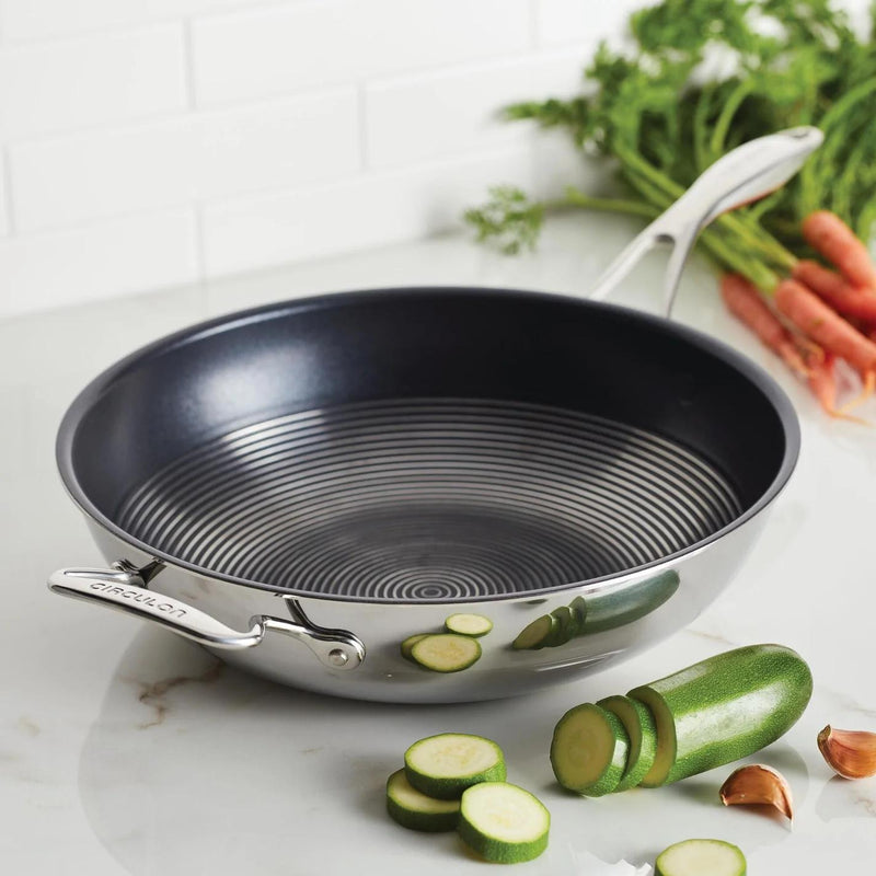 Meyer Circulon Clad Stainless Steel Stir Fry Pan with Hybrid SteelShield and Nonstick Technology, 12.5-Inch 30052 IMAGE 2