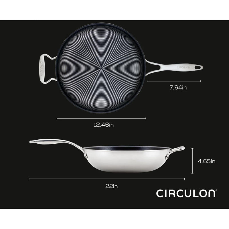 Meyer Circulon Clad Stainless Steel Stir Fry Pan with Hybrid SteelShield and Nonstick Technology, 12.5-Inch 30052 IMAGE 4