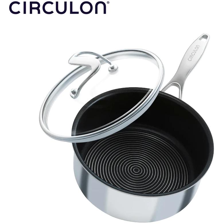 Meyer Circulon Clad Stainless Steel Saucepan with Glass Lid and Hybrid SteelShield and Nonstick Technology, 2-Quart, 1.9L 30014 IMAGE 2