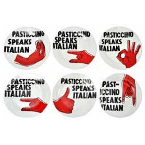 Sara Cucina 6-Piece Italian Speaks Dessert Plate Set R10190 IMAGE 1