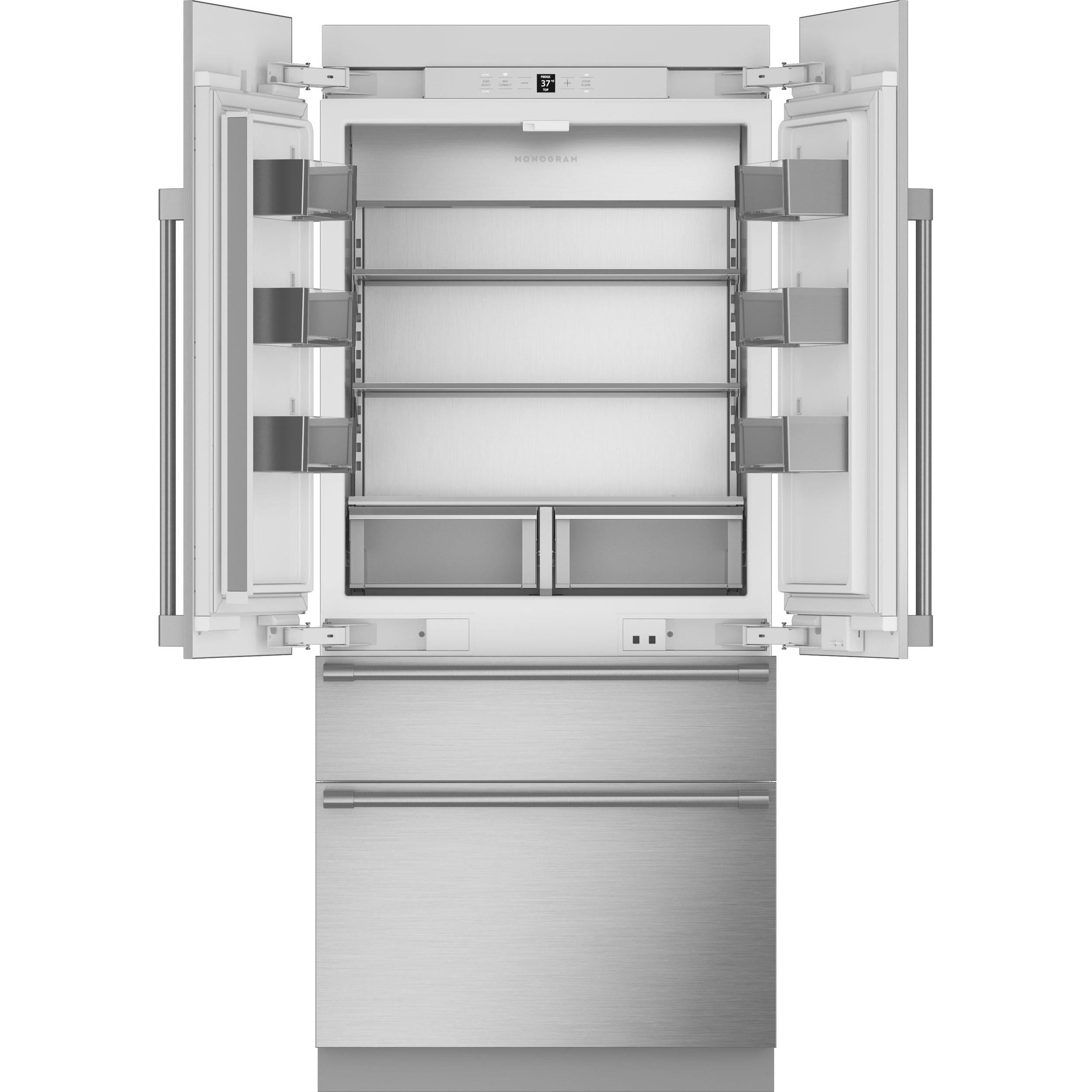 Monogram 36-inch, 20.1 cu. ft. French 4-Door Refrigerator with Wi-Fi Connect ZIP364NBVII IMAGE 2